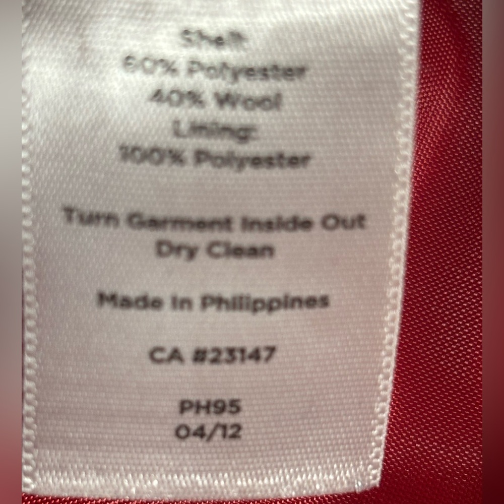 Talbots Classic Red wool blend‎ blazer/coat for Women size 12 - Picture 5 of 5